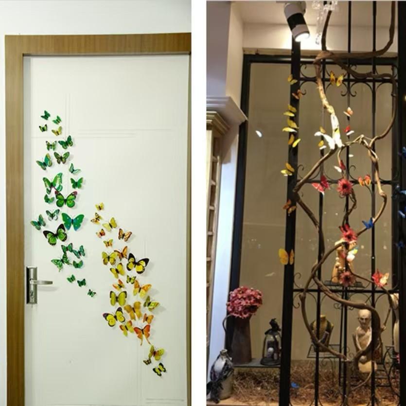3D Realistic Plastic Butterfly Wall Stickers Set of 12, Living Room Decorative Wall Decals, Creative Refrigerator Magnets