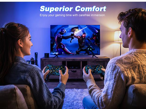 Switch Controllers,Wireless Switch Pro Controller for Switch/Lite/OLED/iOS/Android,Rechargeable Wired PC Gaming Controller with Cool LED Light, 6-Axis Gyro,Turbo, 4-Speed Vibration