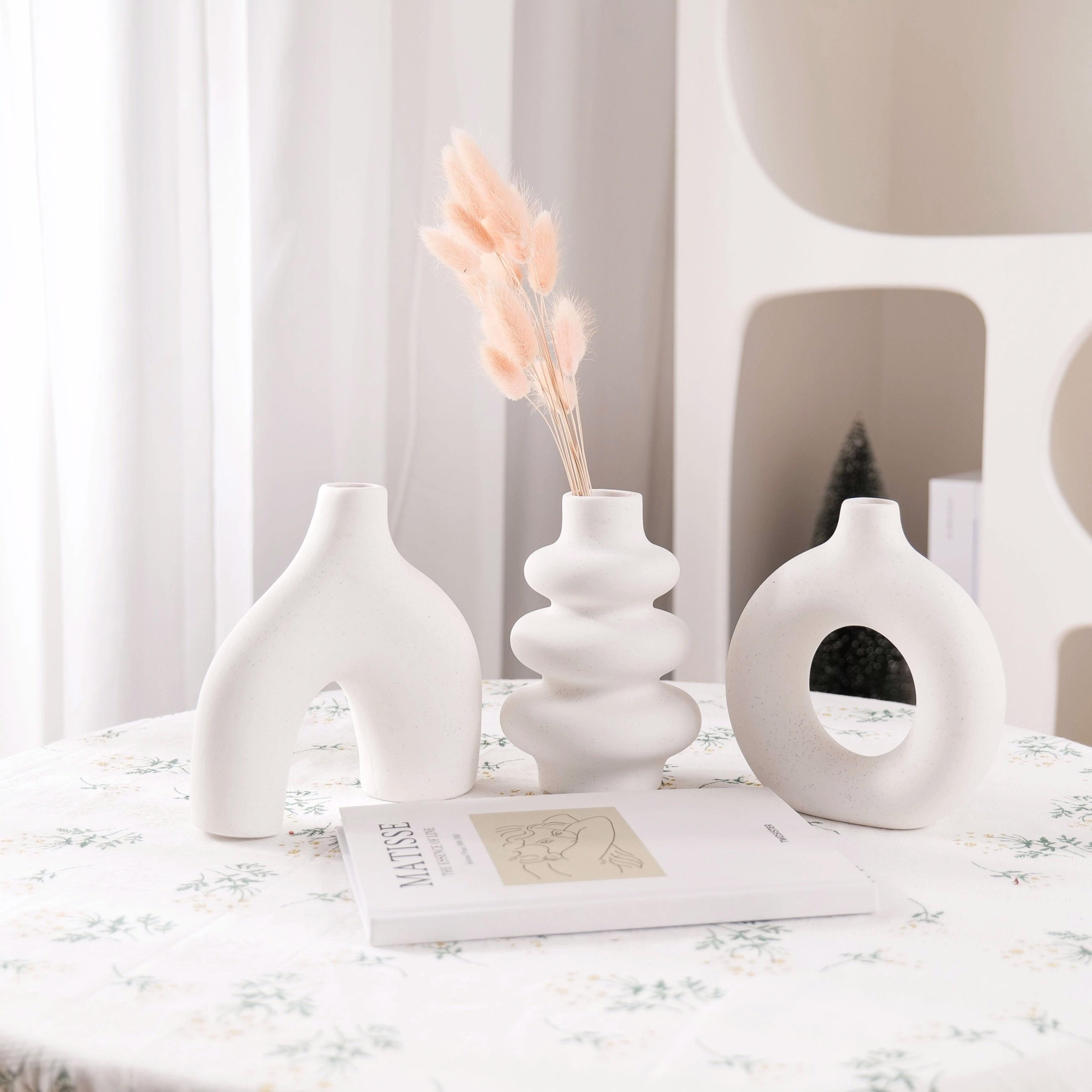 Set of 3 Bohemian ceramic vase set, decorative vase ornaments, wedding living room, bedroom, coffee shop, dining table decoration gifts