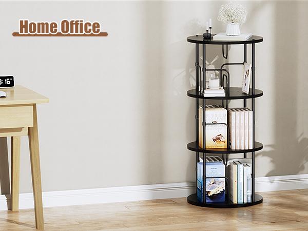 Flycity Rotating 3 Tier to 5 Tier Spinning Bookshelf Tower - 360° Display Unique Round Bookcase for Home Study Office Interior floating shelves Bedroom Flexibility