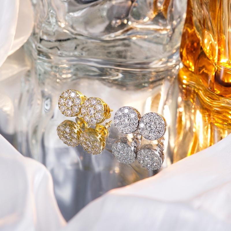 Delzzad Dazzling Round Cluster Earrings Butterfly Back Lab-Created Moissanite Stud Earring S925 Sterling Silver Moissanite Jewelry Perfect Birthday Mother’s Day Christmas Gift for Men Women Wedding Set