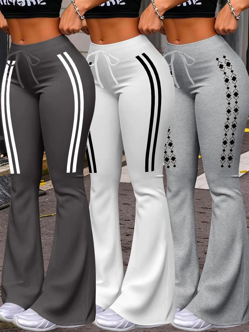 Women's Casual Fashion Long Pants, Unique Print, Drawstring Waist, Milk Silk Yoga Pants, All-Season Wide Leg Jogger Pants