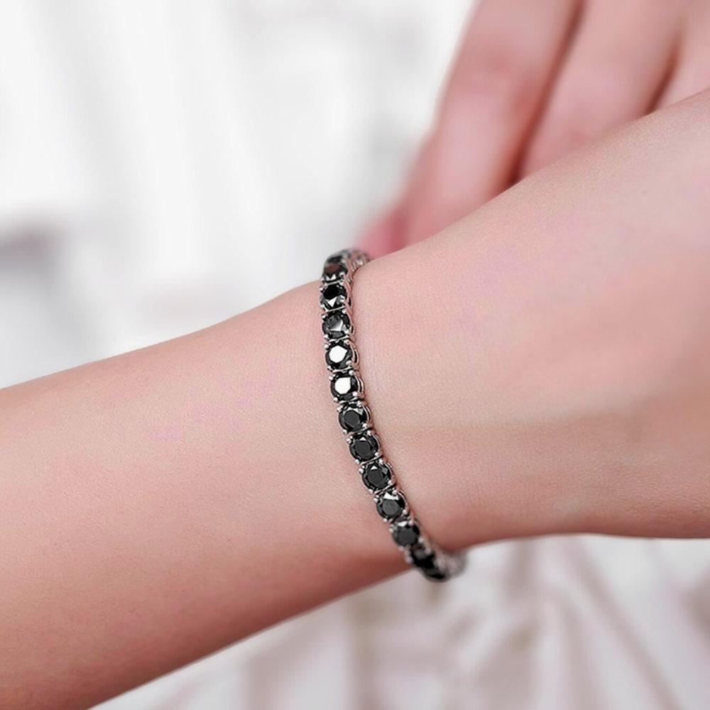 New Ronud D VVS1 Color Cut 3.0mm Black Synthetic Moissanite Tennis Bracelet for Women Men 6.5 CT Fine Jewelry B016