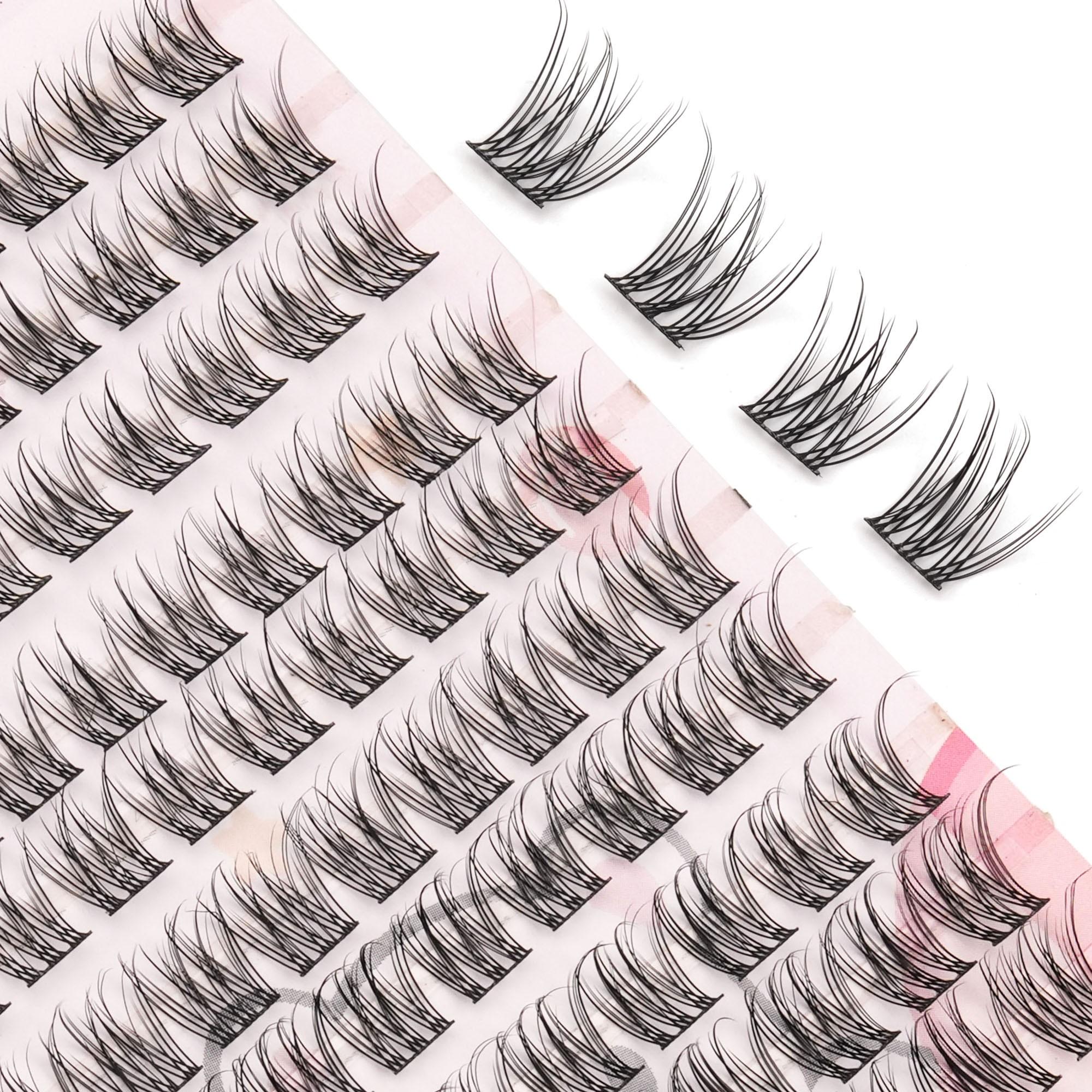 DIY Eyelash Cluster Set D Curl Soft Fluffy Individual Lashes Transparent Stem High-Quality Fiber Reusable Beginner Friendly Travel Essential