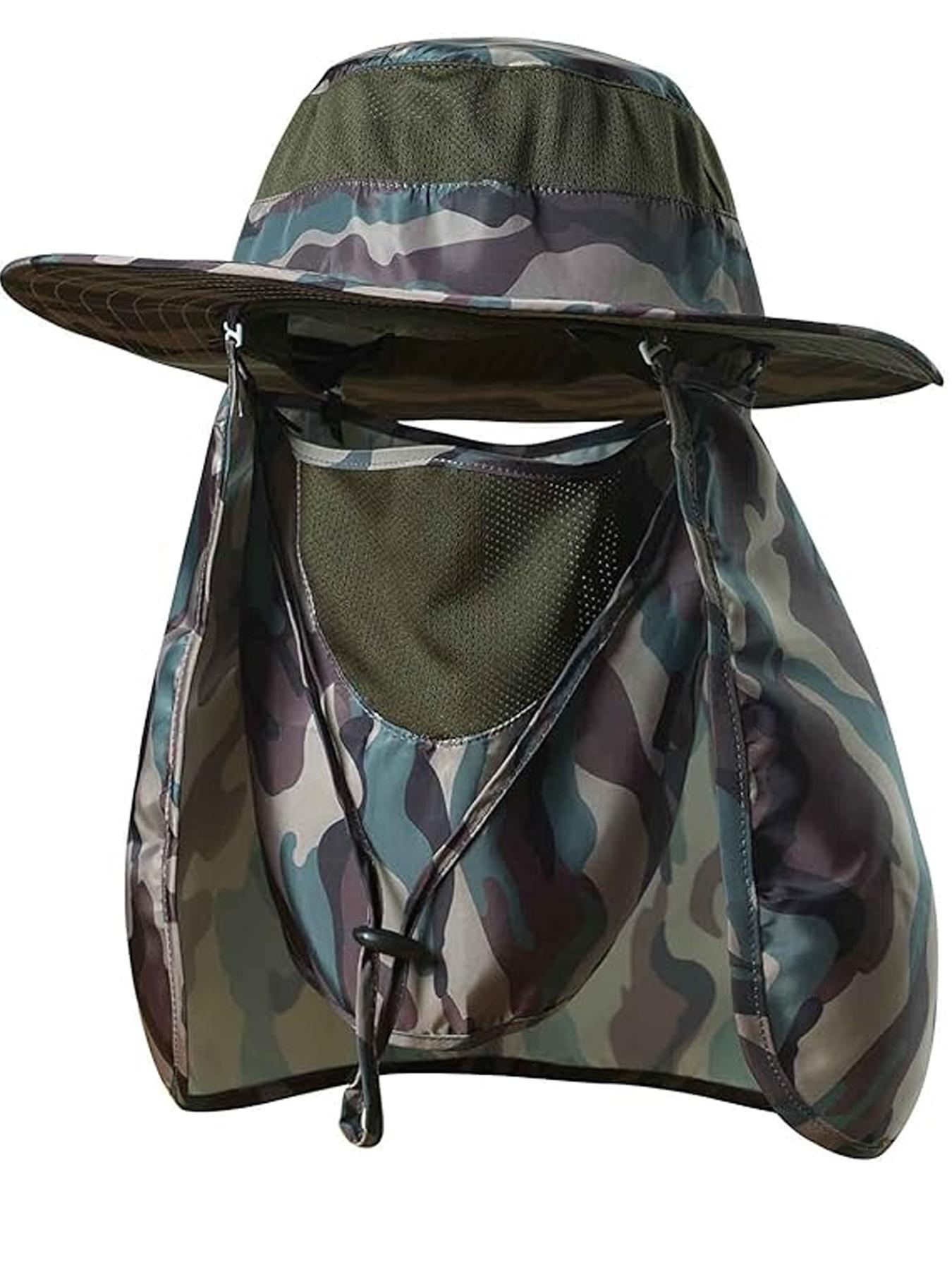 Outdoor UV Sun Protection Wide Brim Fishing Cap with Removable Flap