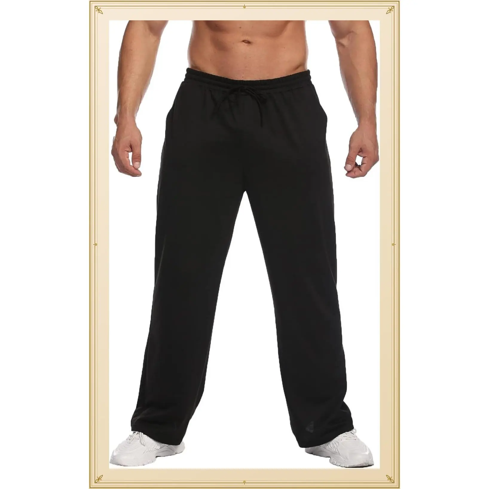 Men's Lightweight Sweatpants Open Bottom Sweat Pants for Men Straight Leg Gym Sweatpants Lounge Pants with PocketsGift
