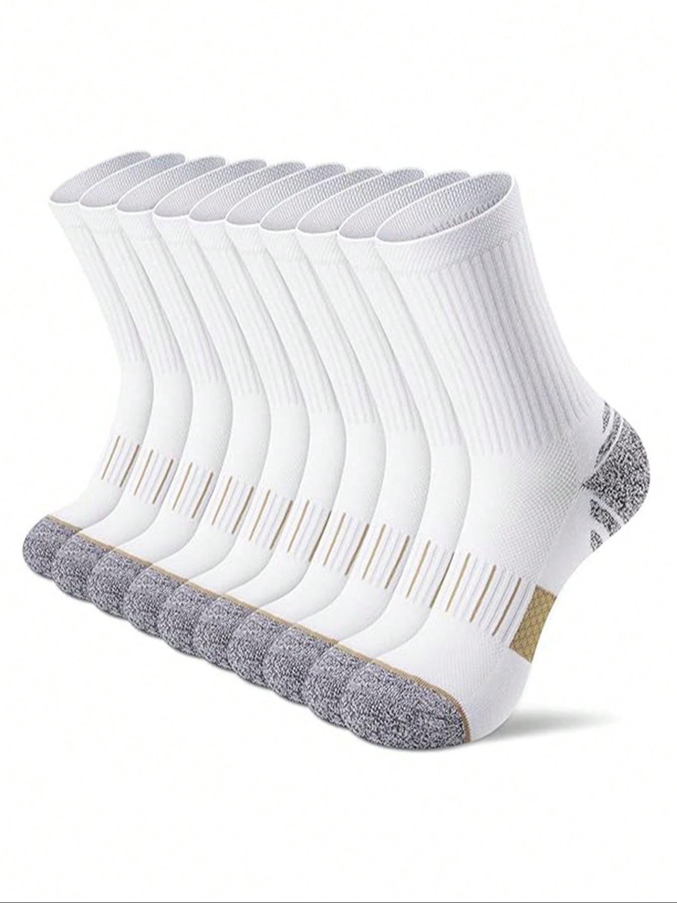 10 Pairs Men's Sports Socks, Shockproof Non-Slip Crew Socks, Breathable Moisture-Wicking, Marathon Running, Basketball, Soccer Socks