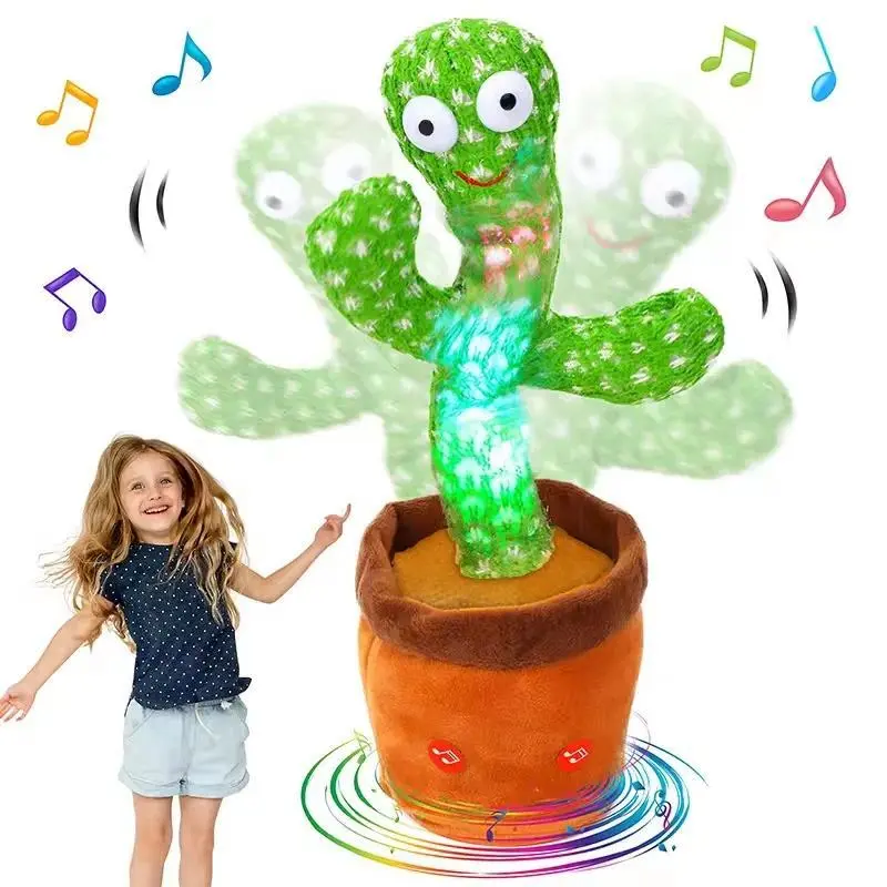 Dancing Cactus 120 Song Speaker Talking Usb Battery Voice Repeat Plush Cactu Dancer Toy Talk Plushie Stuffed Toys For Kids Gift