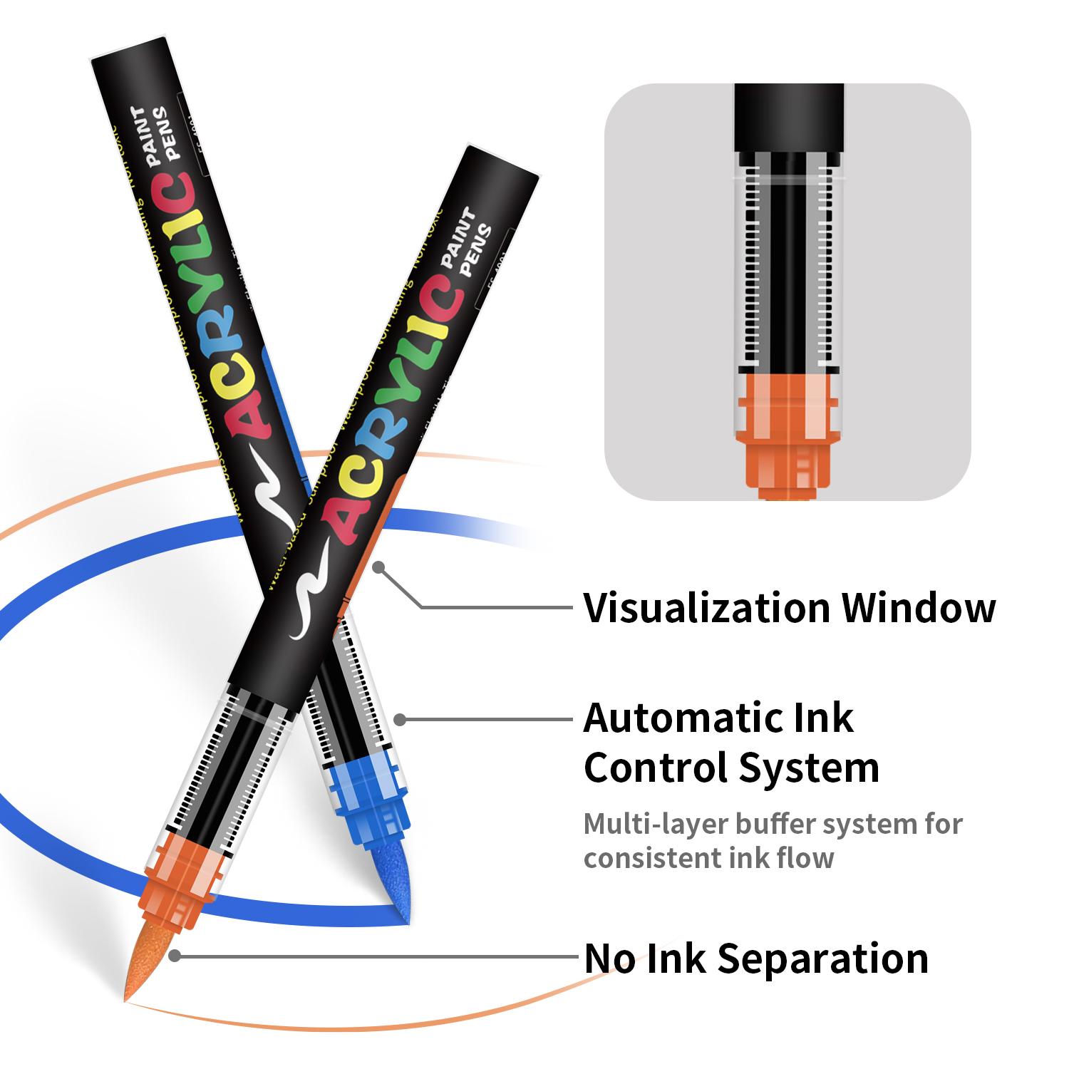 Acrylic Paint Soft Brush Markers Set, 168pcs/set Soft Brush Tip Automatic Ink Control Paint Markers, Acrylic Paint Pens for Wood, Stone, Canvas, Glass, Fabric, DIY Painting Supplies