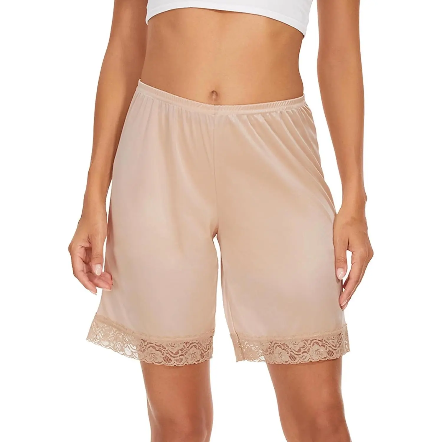 Women's Lace Split Skirt Slip Shorts Culotte Pettipants Bloomers Half Slips for Under Dresses, Non-Cling Silky Smooth Lightweight Anti-Chafing for Sheer Dress & PantsGift