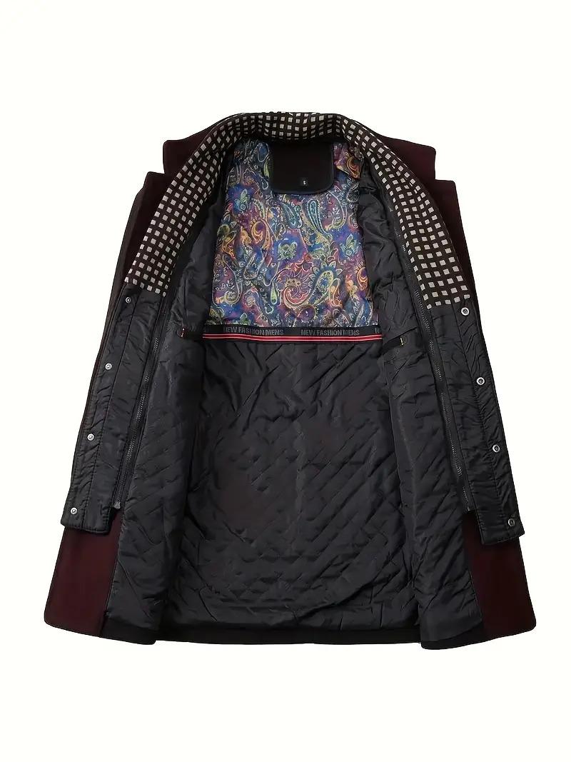 Men's Winter Overcoat Casual Warm Jacket Detachable Collar Thickened Autumn and Winter Coat with Pockets Non-Stretch Fabric Coat for Men Jacket