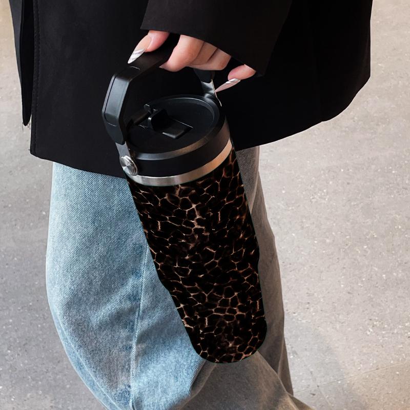 30oz Insulated Tumbler Cup with Straw, Meteor Leopard Print, Dual-Use Cold Hot, Ideal for Sports Outdoor Office Home, Best Gift #GLOBAL PICKS