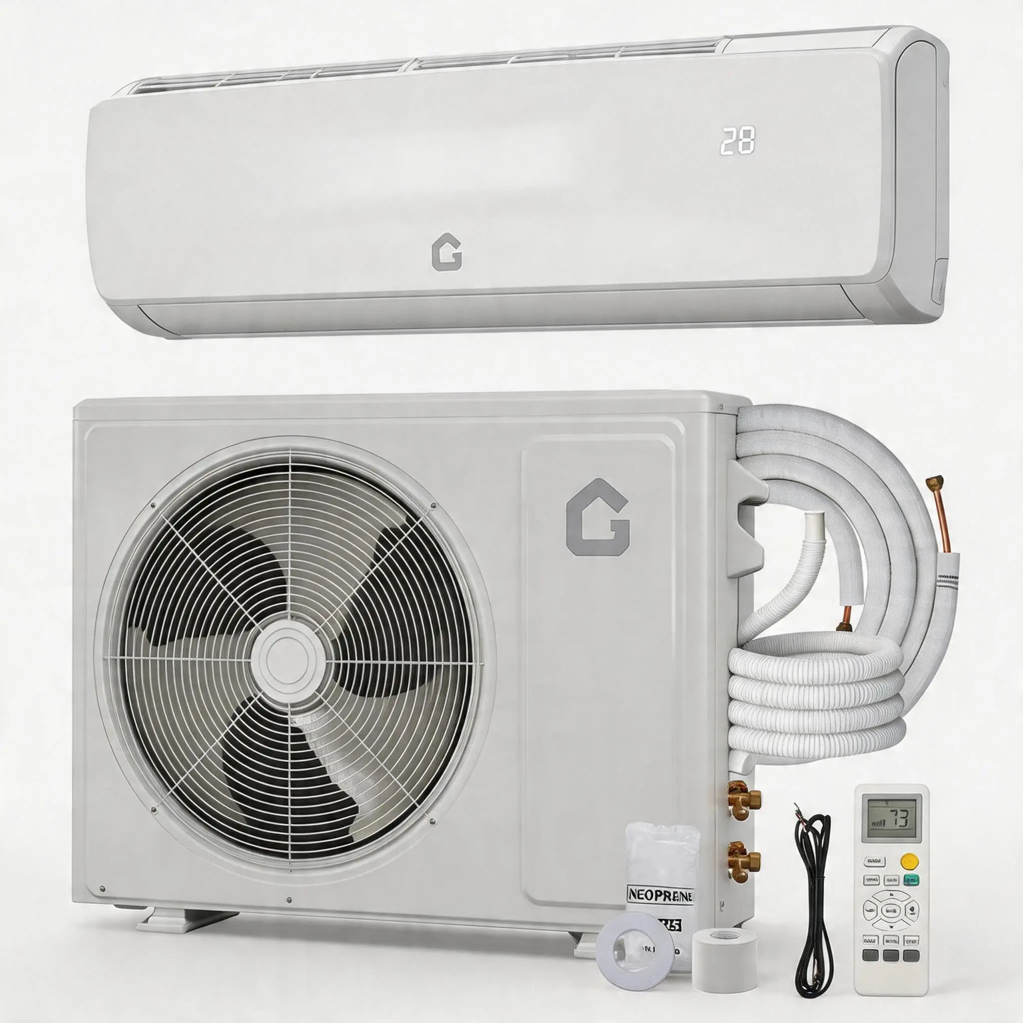 GARVEE 19 SEER2 9000 BTU Mini Split Air Conditioner, 3-in-1 Inverter Heat Pump 115V R32 Refrigerant, Cooling Heating Dehumidifier, Ultra Quiet 23dB, 10ft Pre-Charged Line Set, Suit for Rooms Up to 450 Sq.Ft