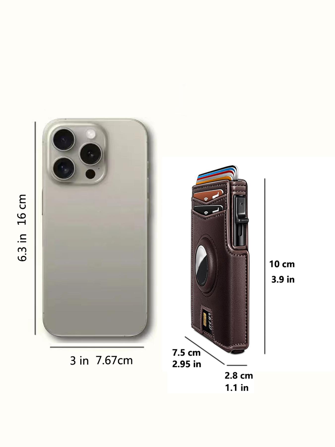 Men's Small Wallet Metal Automatic Card Holder ID Case Rfid Anti-Theft Credit Card Clip Airtag Compatible Lost Prevention Purse