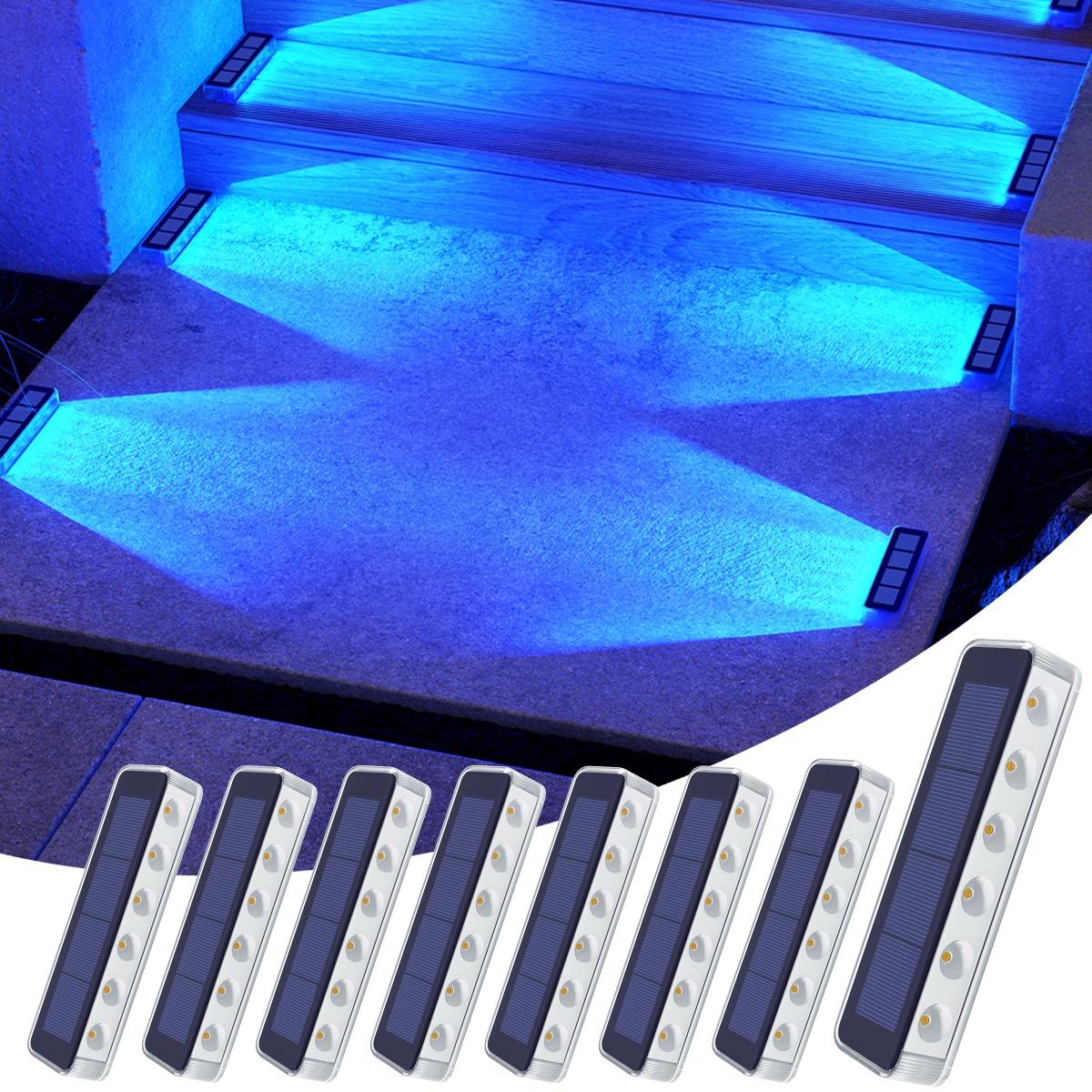 Solar Pool Lights, Waterproof IP68 Outdoor Step Lamps, Auto Switch, Solar Charging, Warm & Blue Light, 2/4/6/8 Pack, High Quality