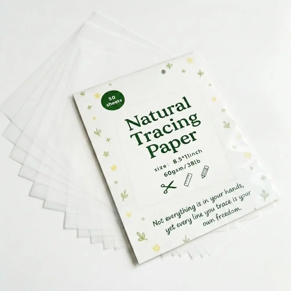Tracing Paper, 8.5x11 Inch, 50 Sheets, 60 GSM, Transparent Drawing Paper for Artists, Designers, Papercraft (8.5 * 11in-Thin)