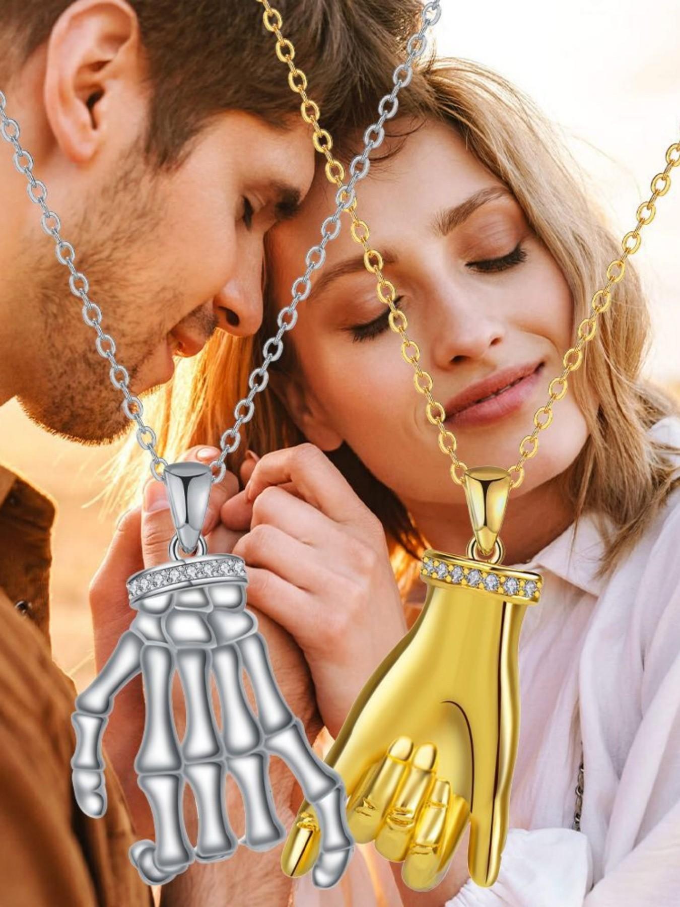 Bone Gold Pact · Symbiosis Necklace Original premium couple necklaces with real gold plated pendants.Paired with a purple preserved rose gift box.Perfect gift for birthdays, Mother’s Day and Valentine’s Day.