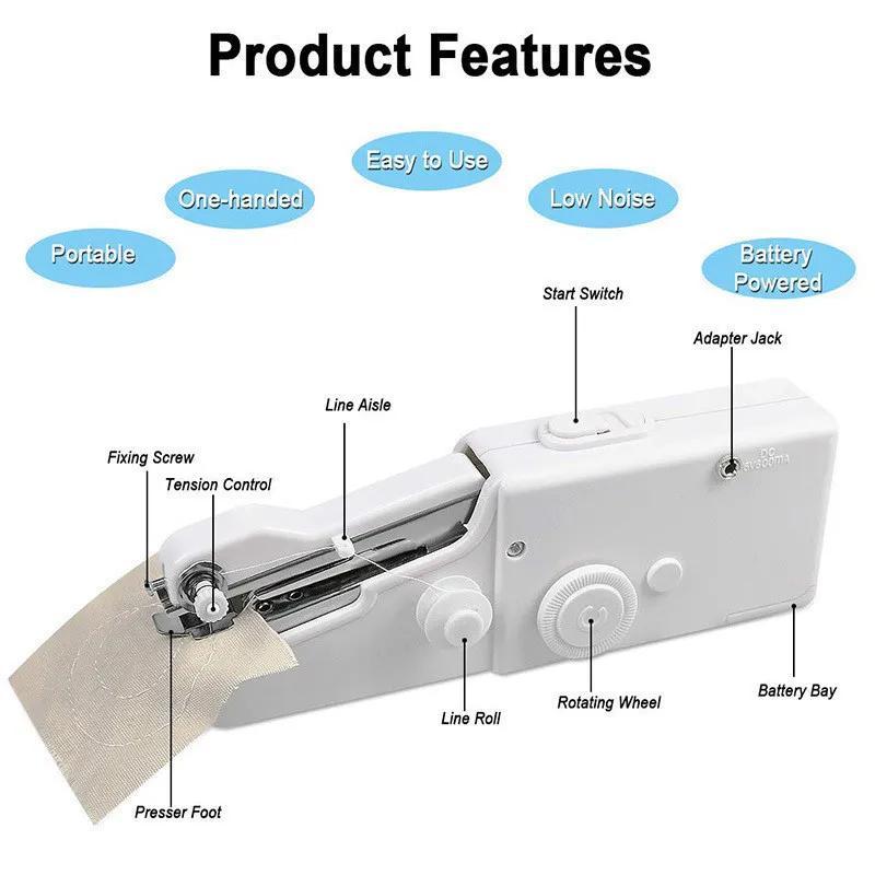 Handheld Sewing Machine, Portable Mini Sewing Cordless Machine, DIY clothing-making tools with Sewing Kit & Storage Box, Small Manual and Electric Sewing Machines for Household Use, for Beginners, DIY, Home, Travel, Quick Clothing Repairs Easy to use