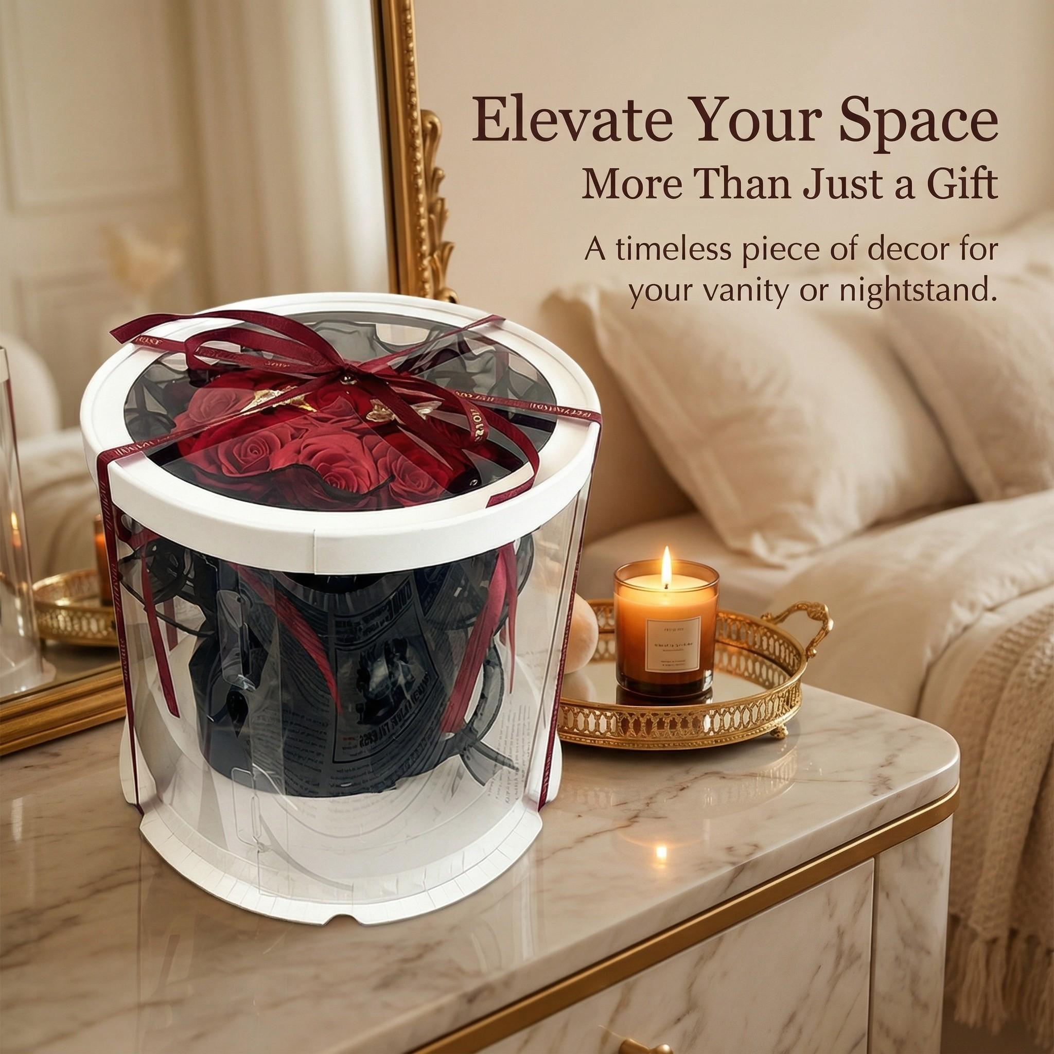 Ballet Butterfly Ribbon Rose Artificial Bouquet in Cylinder Gift Box, Perfect Mother's Day Gift, Ideal for Valentine's Day, Graduation, Birthday & Wedding