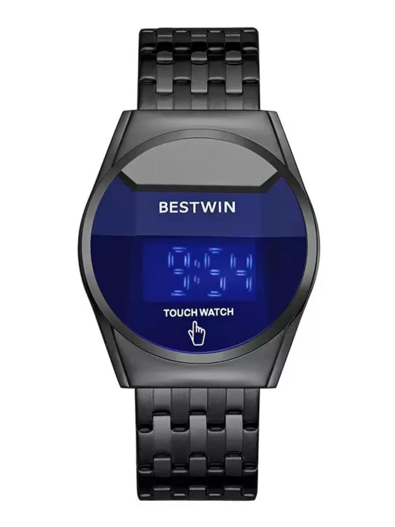 Men's Fashion Touchscreen Round Watch, High-End Accessory, Perfect Gift, Analog Quartz, Mineral Glass, Alloy Case, Buckle Closure