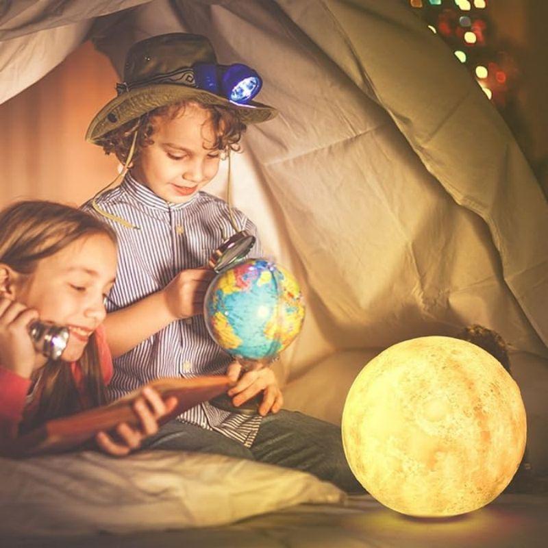 16-Color LED Moon Lamp with Stand and Remote Control Realistic 3D Carved Moon Surface Soft Frosted Lampshade Energy-Efficient LED Beads for Home Decoration and Night Light