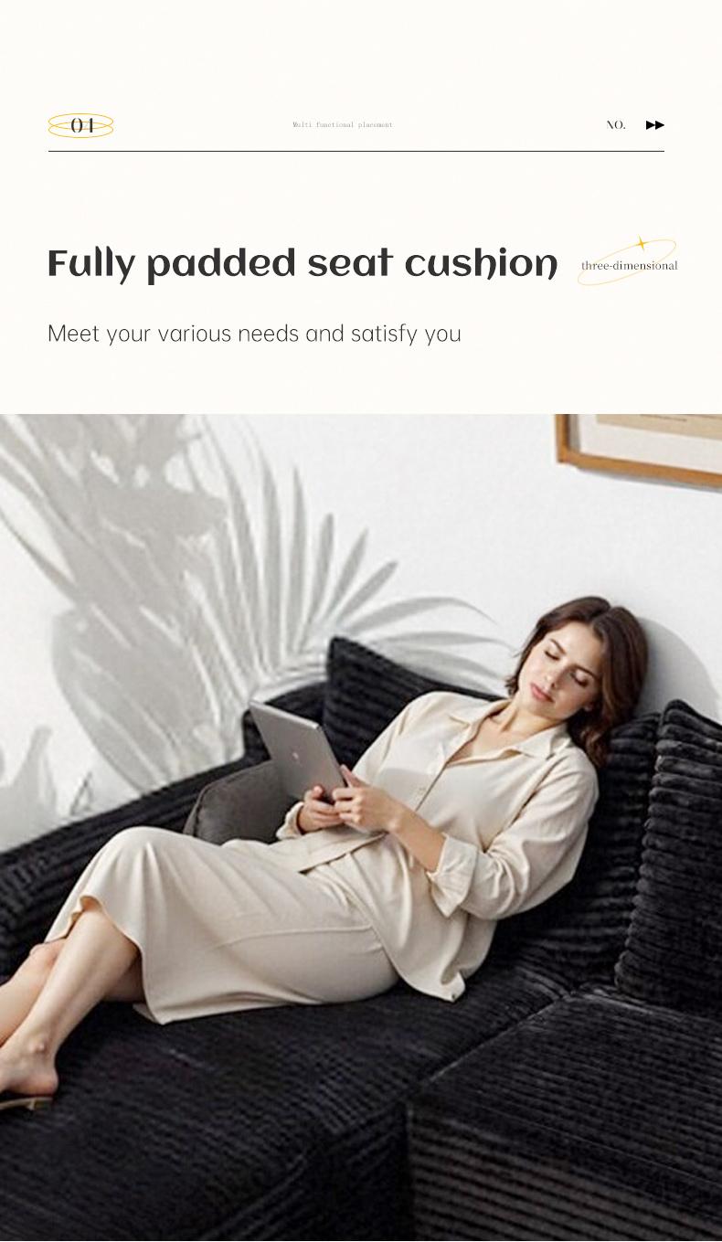 【2 Packages Shipping】105.9" L-Shaped Boneless Sectional Cloud Couch Corduroy Velvet Modular with Chaise No Assembly Required Sofa Living room furniture