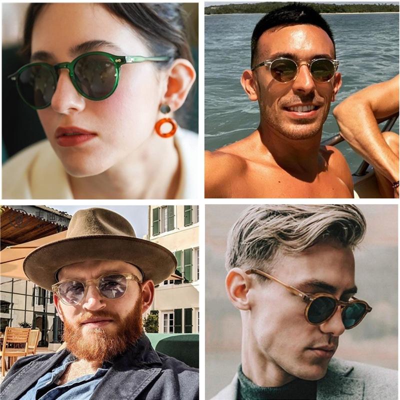 Retro Round Sunglasses Men Women Fashion Small Polarized Sun Glasses For Male Female Literary Vintage Shades Driving Eyeglasses Trendy Vintage Sunglasses