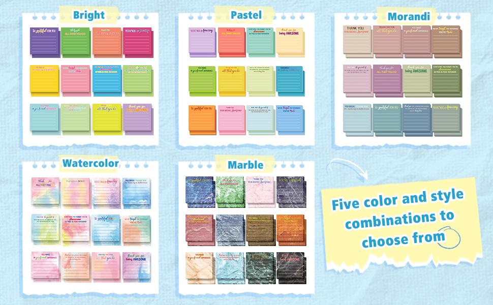 Christmas Gift Teacher's Day Themed Sticky Note Set 24/ 12 Pcs Teacher Appreciation Sticky Notes Teacher Appreciation Note Pads Thank You Teacher Memo Pads for Back To School Office Supplies Students Teachers Graduation Gift