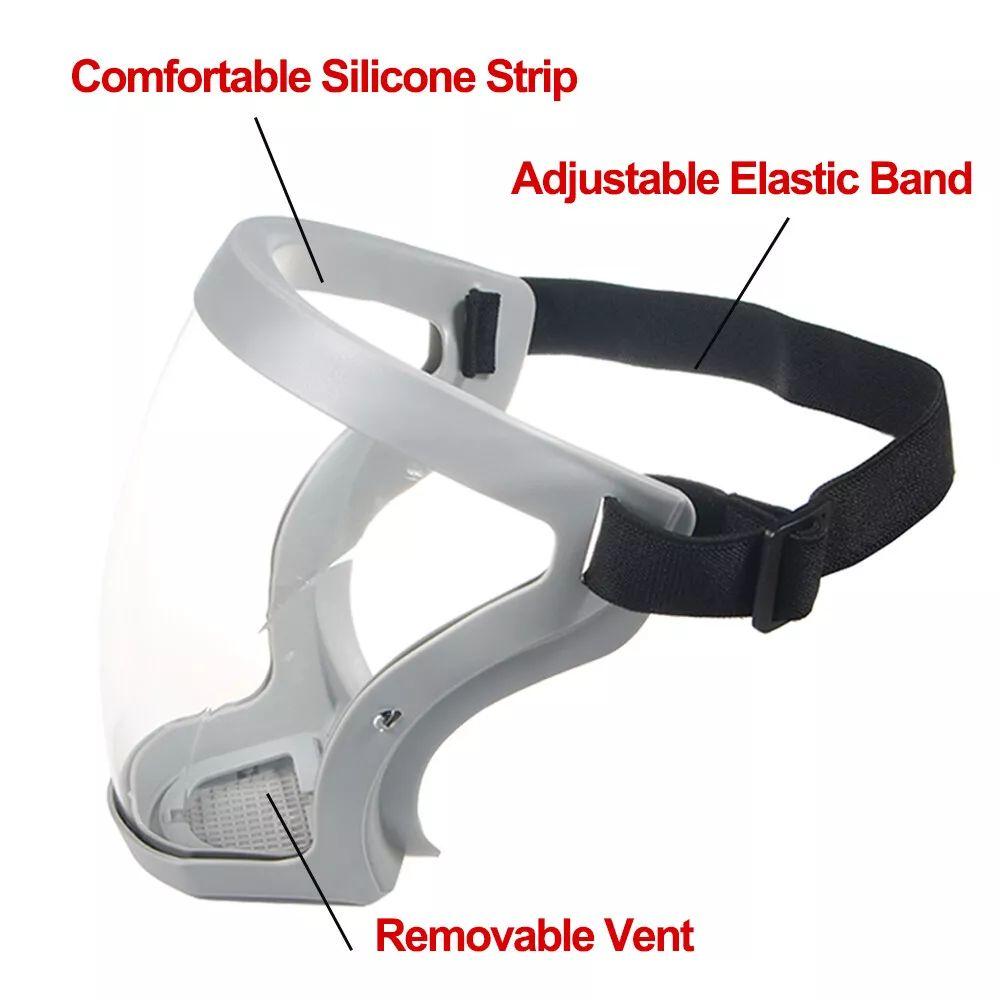 1PCS Transparent Face Mask Anti-Fog Outdoor Full Protection Face Shield HD Clear Mask Replace Safety Glasses (Black)