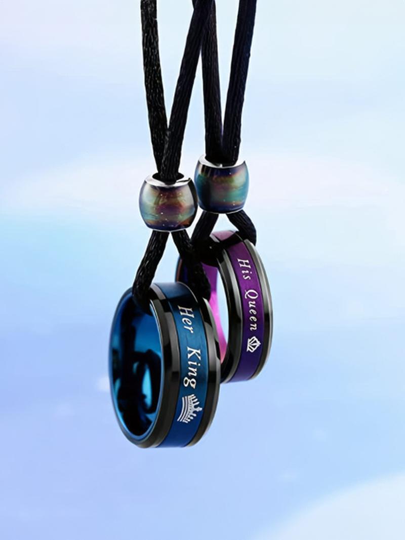 Couple Matching Pendant Couple Necklace, Stainless Steel Jewelry for Party, Daily Clothing Decor, Trendy All-match & Exquisite Jewelry for Birthday Gift