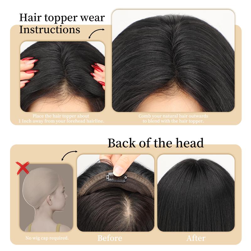 ONLYCUTE Hair Topper 22 inch Slightly Layered Synthetic Extensions No Wig Cap Required Large Piece Natural Invisible Add Volume Length for Women
