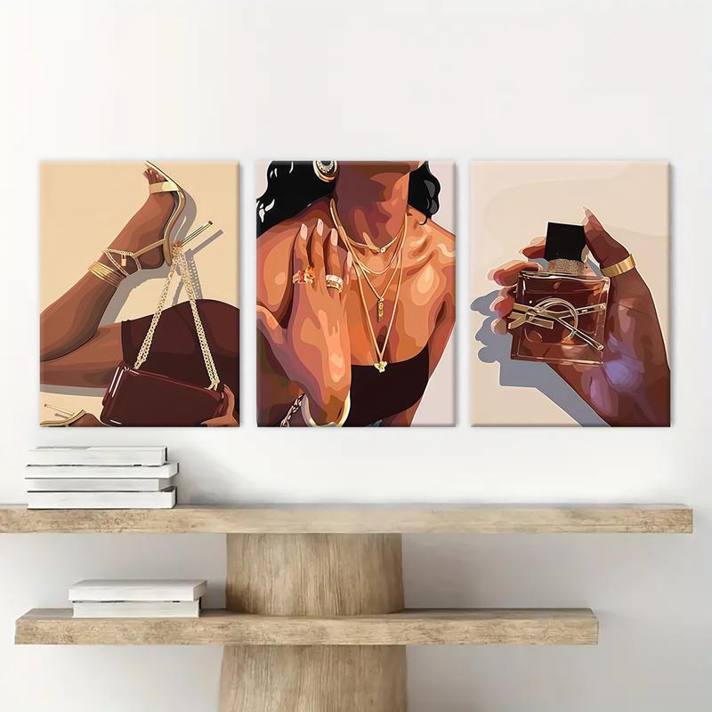 3-Piece Wood Frame Canvas Art Set, Modern Wall Decor for Living Room & Bedroom, High-Definition Waterproof Prints, Elegant Home Decoration, Modern Art Design