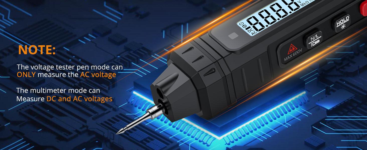 Neoteck 2 in 1 Pen Type Digital Multimeter Voltage Tester 4000 Counts Intelligent TRMS Multimeter Non-Contact Voltmeter for Testing AC/DC Voltage Resistance Continuity Capacitance Diode Live Wire