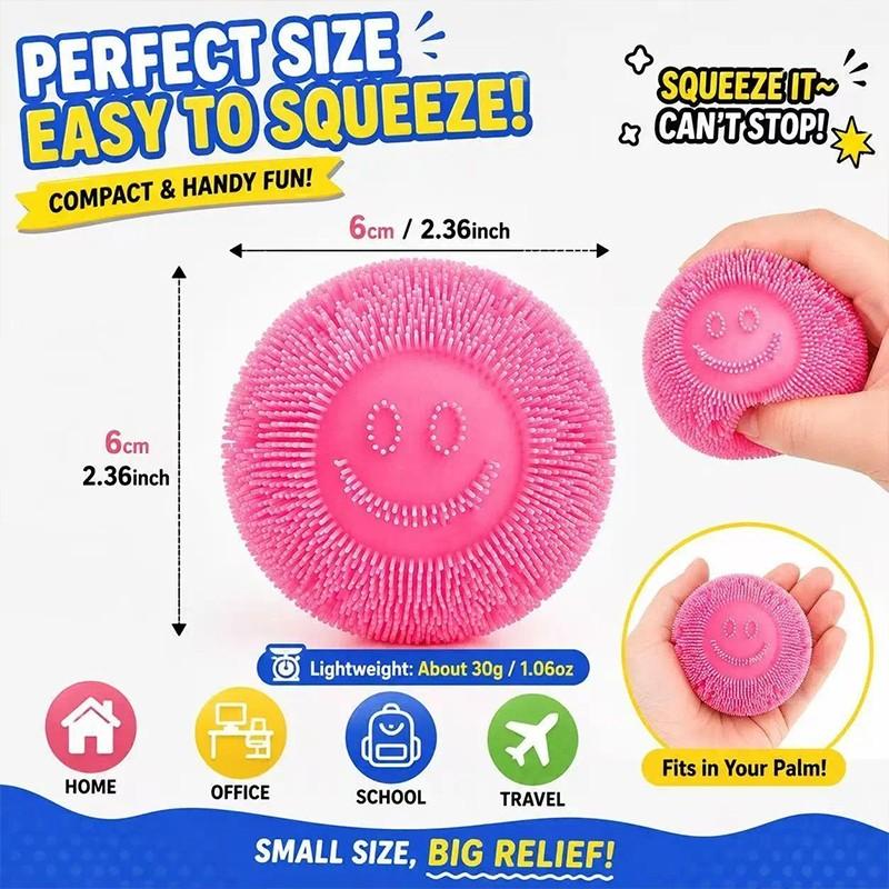 5 Colors TPR Soft Spiky Smiley Face Stress Ball 1 Pack/5 Pack Super Soft Squeezable Rebound Cute Stress Relief Squishy Non-Toxic Sensory Fidget Gift Toy Fidget Toy for Kids Adults