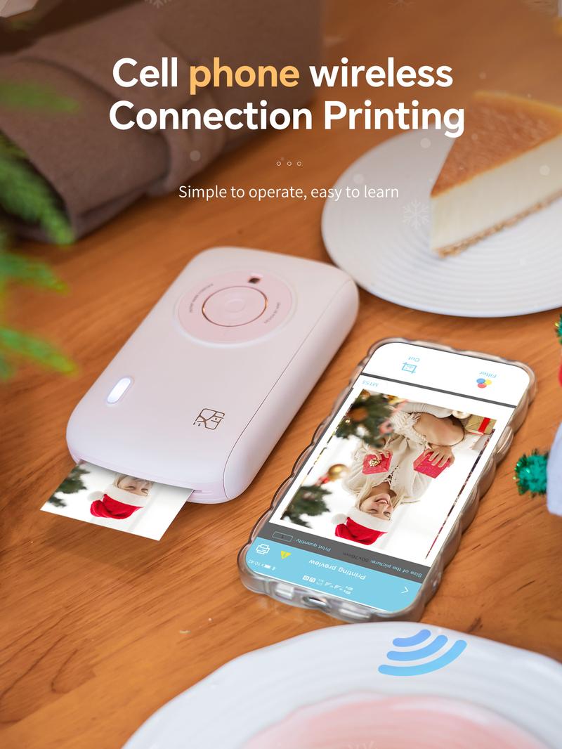 Hanin CP2100 Portable Photo Printer for iPhone & Android - Bluetooth Wireless Instant Printer, 2.1 x 3.4 Inches, Thermal Dye Sublimation for Vibrant, High-Quality Prints