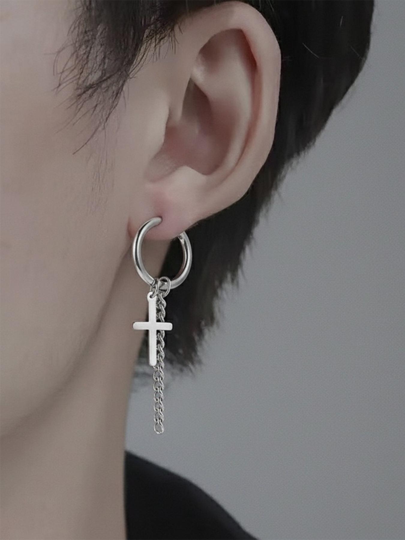 18K Gold-Plated Hip-Hop Punk Style - Unisex Cross Chain Earrings