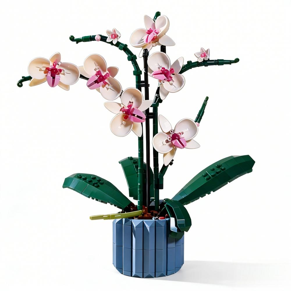orchid set botanical collection flowers adult building kit fake orchid plant home decor flower mothers day gift for her  never wilt flowers desk ornament Orchid 10311  Orchid 608 Pieces Orchid Gift for Her