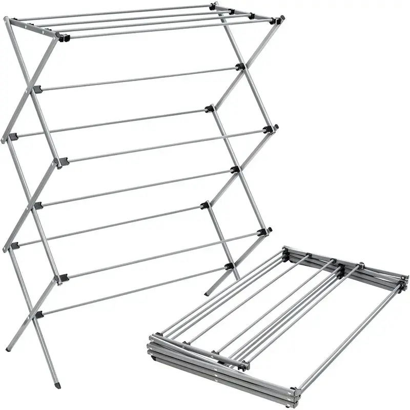 Large Foldable Steel Frame Clothes Drying Rack - 50 lb Heavy-Duty Collapsible Rack for Indoor Outdoor Air Drying, 45.5 h" for Apartments, Small Spaces, Daily Use with Flat Storage,,sohochic