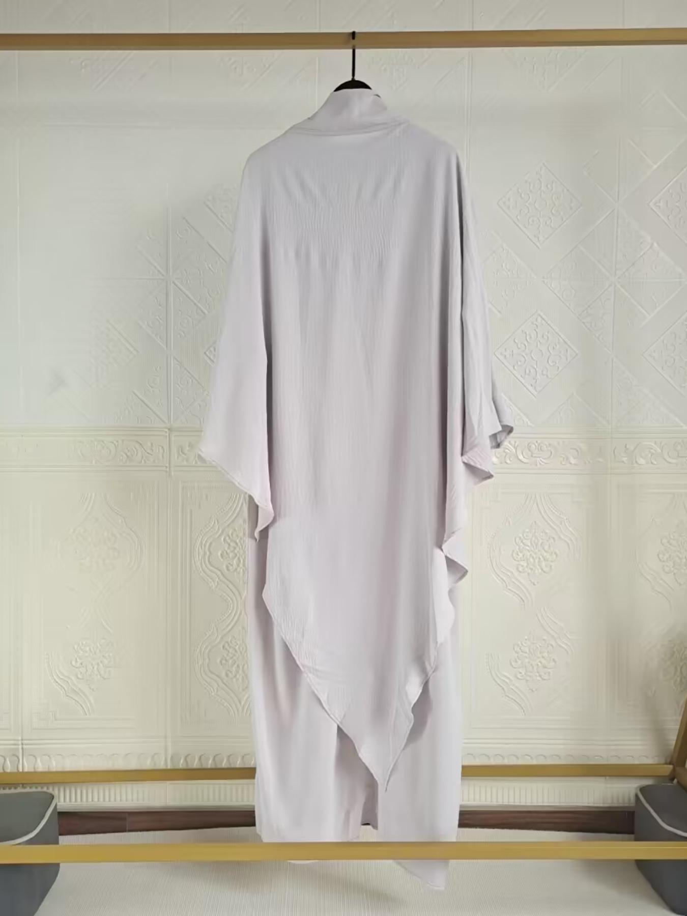 Women's Solid Long Sleeve Abaya & Hijab Set, Modest Fashionable Two-piece Outfits for Women, Women's Islamic Clothing for Daily Wear