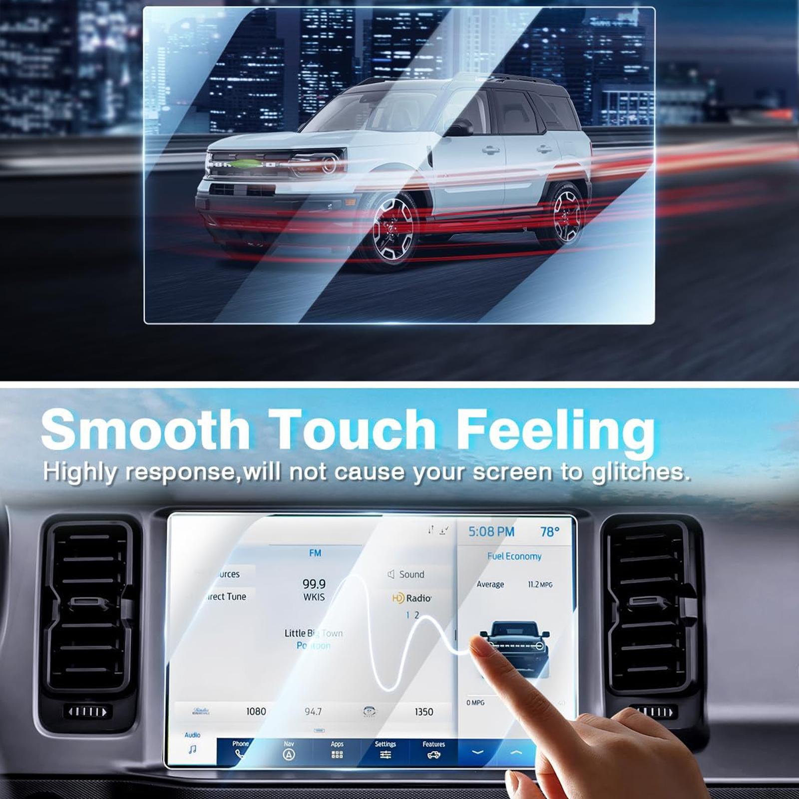 Canvcle 2 Pack Anti Glare Screen Protector for 2021-2025 Ford Bronco 12-Inch Touchscreen, 9h Tempered Glass Protector for 2025 Bronco Accessories, Navigation Protective Film Anti Fingerprint Cover Protection
