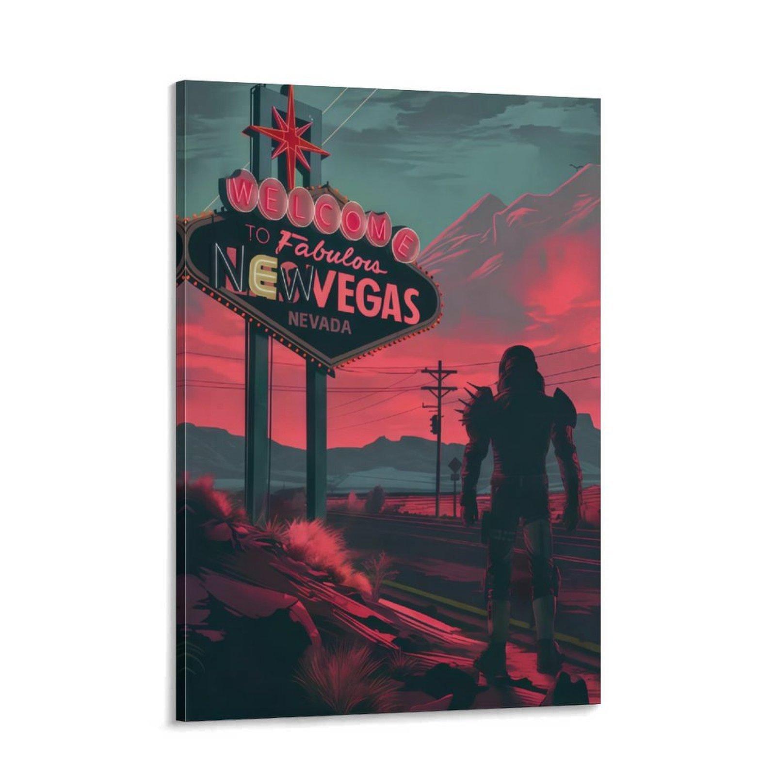 Welcome to New Vegas Poster, Fallout Video Game Art, Wasteland Art, Neon Sign Video Game Poster Decor Photo, Gaming Room Decor, Gamer Gift, Video Game Wall Art, Room Decor Wall Art Poster, Canvas Prints, Wall Art Painting, Fallout Decor