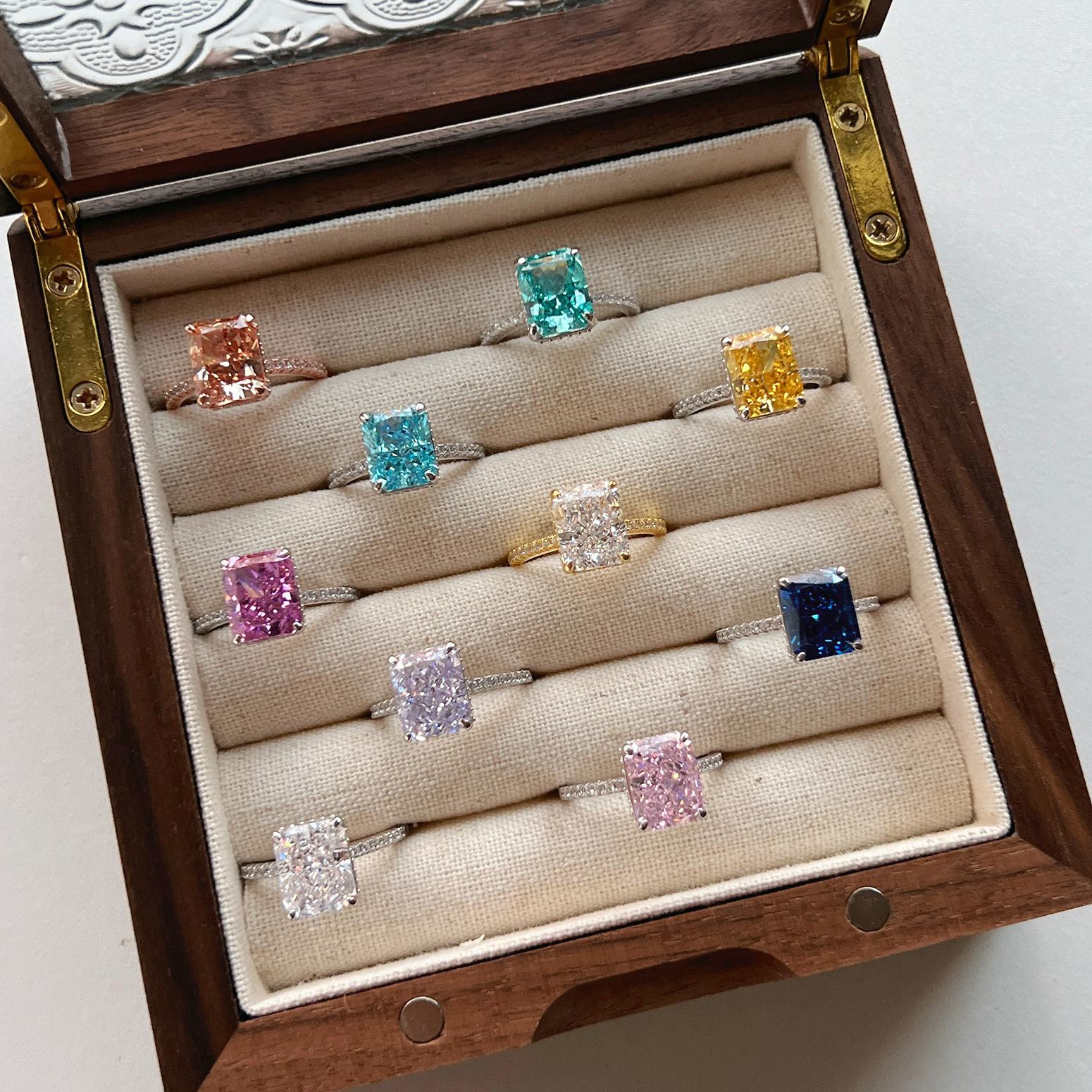 925 Sterling Silver Bridal Gift Idea! 3 Carat Emerald Cut Zircon Engagement Ring in Sterling Silver Custom Color Options Durable Elegant Everyday Rings