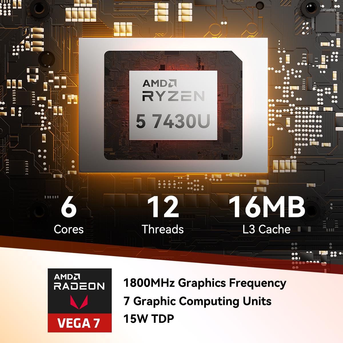 GEEKOM A5 2026 Edition Mini PC AMD Ryzen 5 7430U Cpu 16GB RAM 512GB & 1TB SSD Win11 Pro 3-Year Warranty WiFi 6 Bluetooth USB 3.2 2 HDMI 2 USB-C HDD Slot Manual Upgrade Required 4K Display Home Office Computer Cpu Made For Gaming chrismas gift