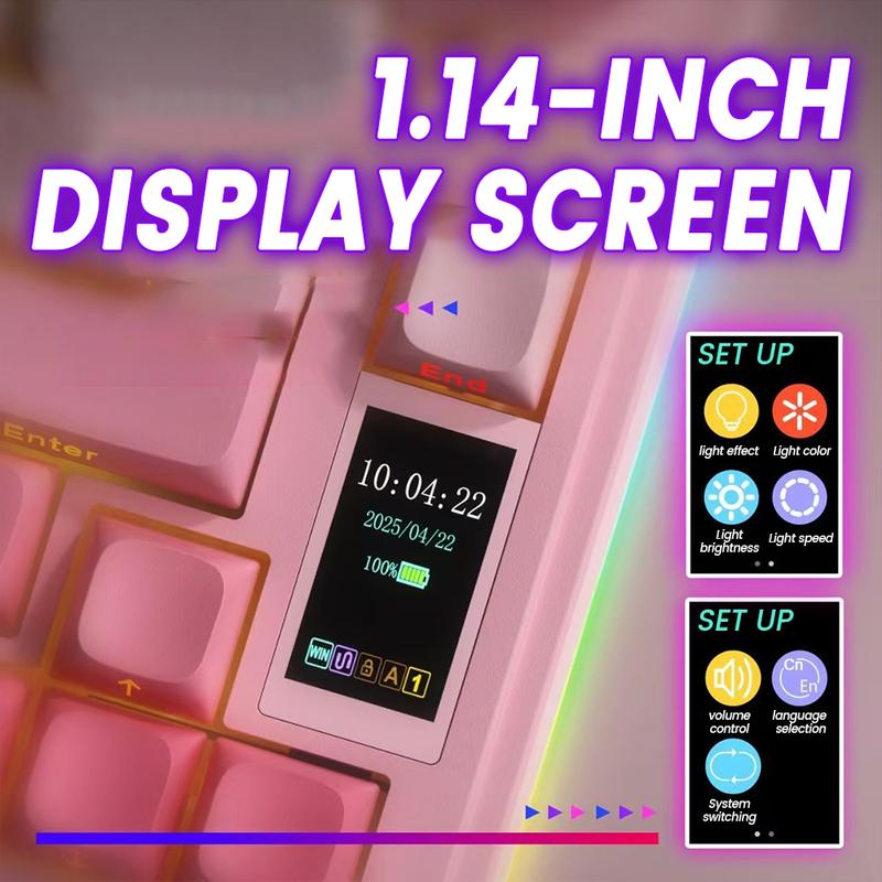 AULA S75Pro Wireless Mechanical Keyboard, Hot swappable keyboard, With Gasket Structure Featuring Five-layer Sound-Absorbing Filling Full-key Hot-Swap Design Multimedia Display RGB Lighting Effects Suitable For Office, e-Sports, Gaming