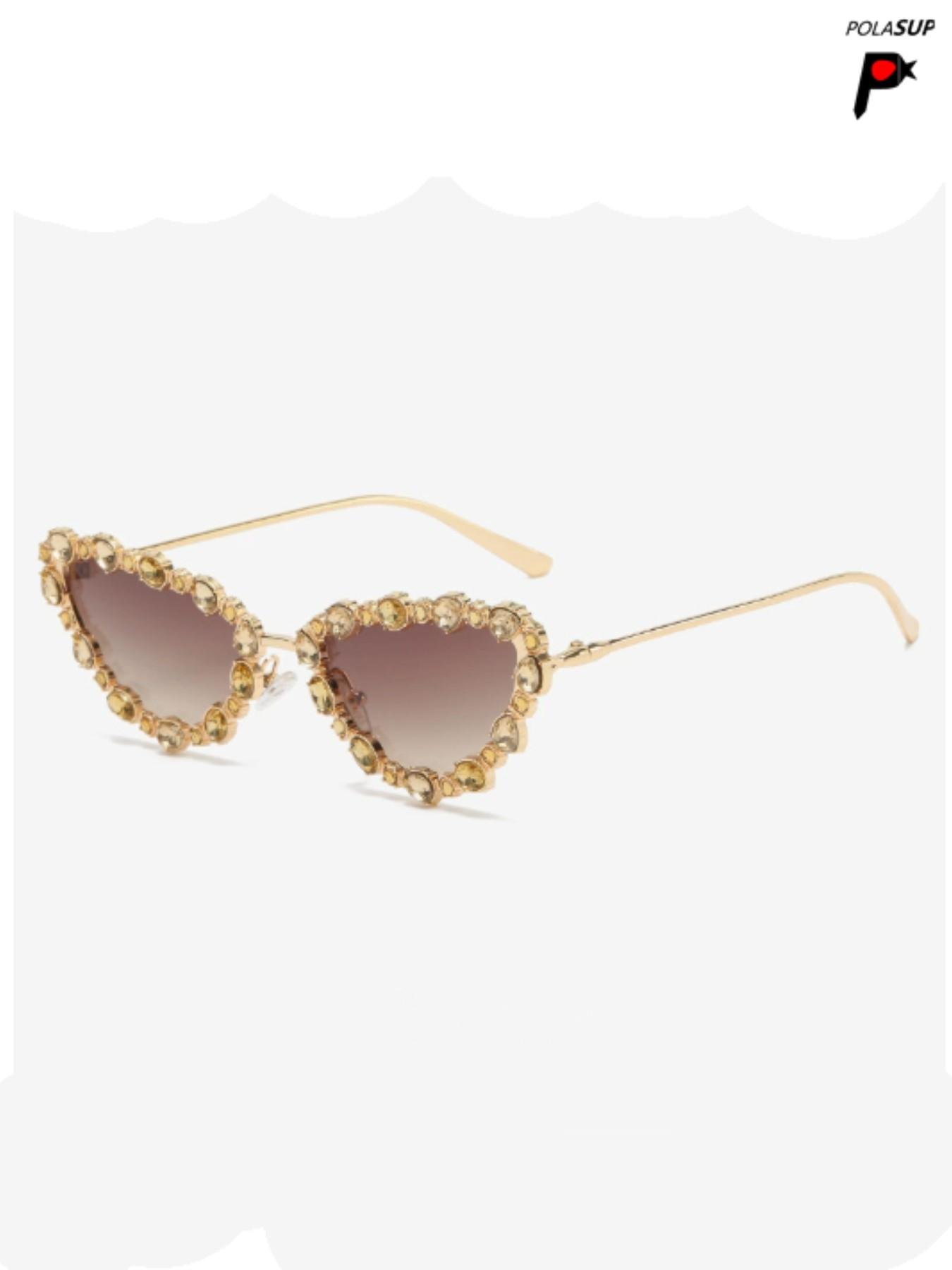 Cute Retro Women's Glasses, Metal Frame, Decorative PC Lenses, Anti-Wind & Sand, Casual Bohemian Style, Party Accessory