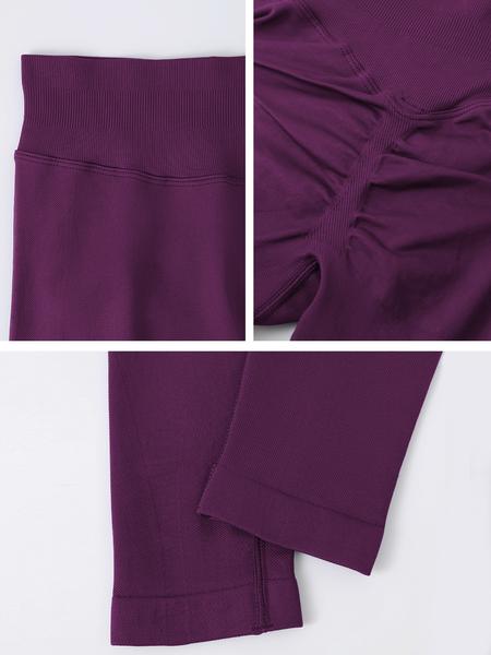 Women's Seamless High-Waisted Sporty Leggings, Tight-Fitting Knit Fabric, Butt-Lifting Yoga Pants for All Seasons, Seamless Workout Leggings