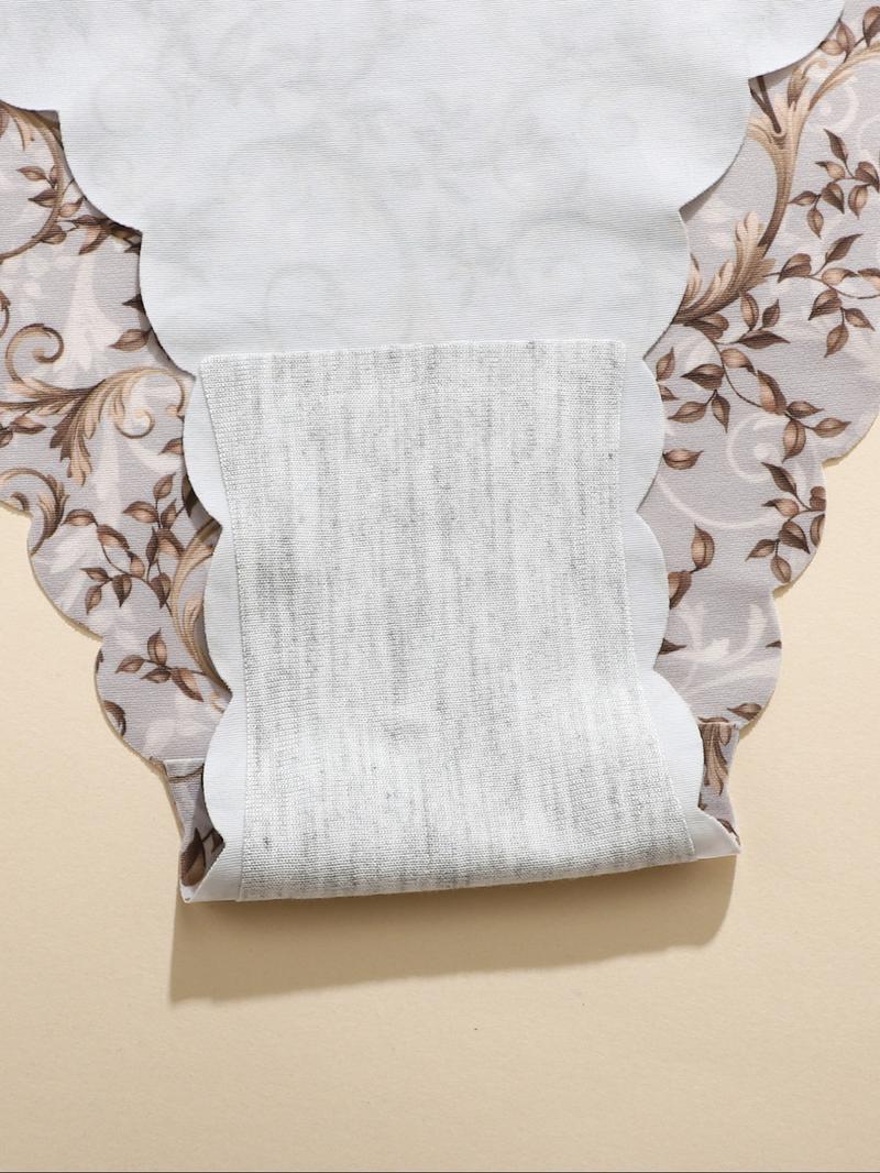 Women's Seamless Panties Set, Soft Thin Fitted Design, Fashionable Wave Edge, Casual Plain Pattern, All Seasons Wear