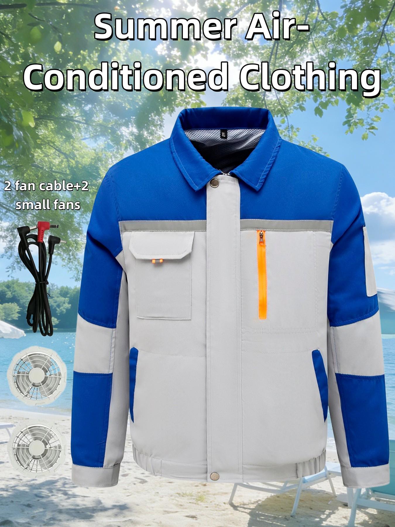 Men's Summer Cooling Shirt Set with Dual Fans, Quick Cool Down for Outdoor Work, Ideal for High-Temperature Scenes, All-Day Comfort