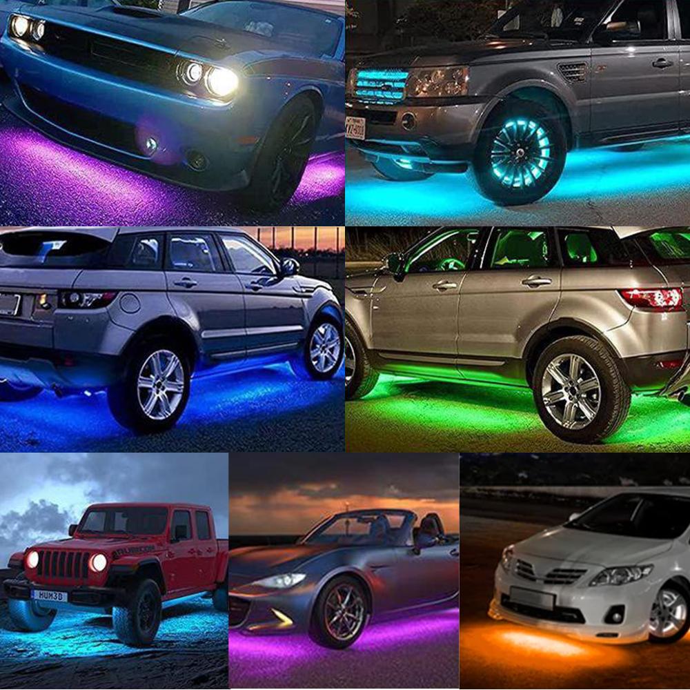 AUXITO RGB LED Strip Under Car Tube Underglow Underbody System Neon Light Lamp Kit