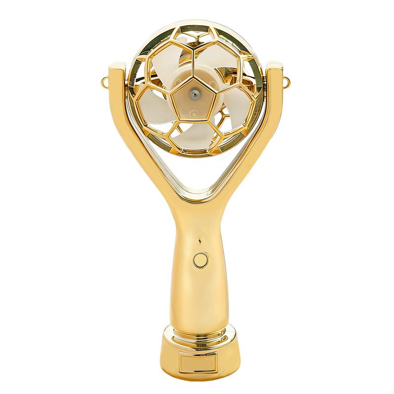 Golden World Cup Soccer Trophy Handheld Fan | Portable Rechargeable Fan for Soccer Fans | TikTok Viral Sports Carnival Fan